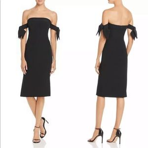 MILLY Brit Off The Shoulder Bow Cady Pencil Dress!